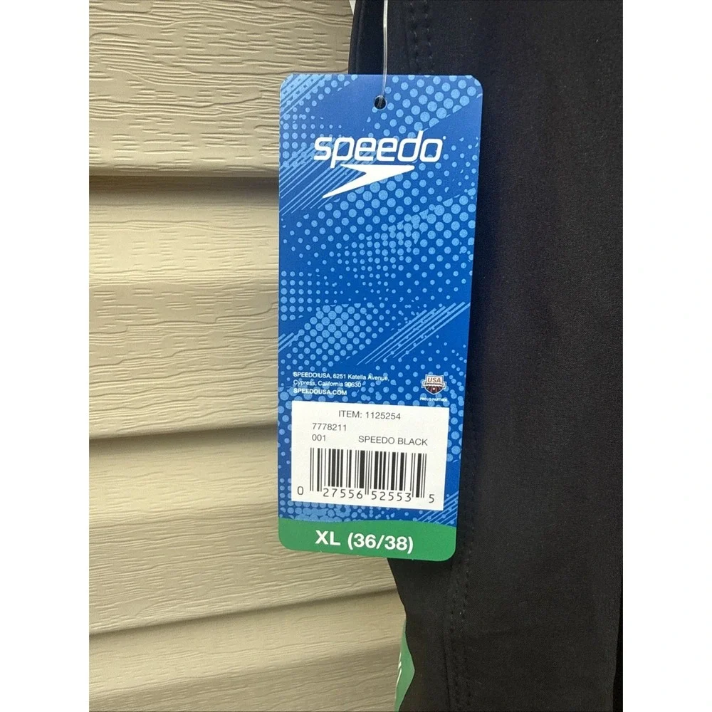 NEW Men's Speedo Techvolley Stretch Lined UPF50+ Swim Trunks Black XL‎